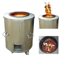 Commercial Round Shape Charcoal Tandoor, SS Body(Size-23 x 35 Inch)